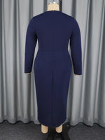 Elegant Colorblock Bodycon Church Dress — O‑Neck, Long Sleeve, 3D Flower Tiered Ruffles - Free Delivery Worldwide only at Flexi Africa