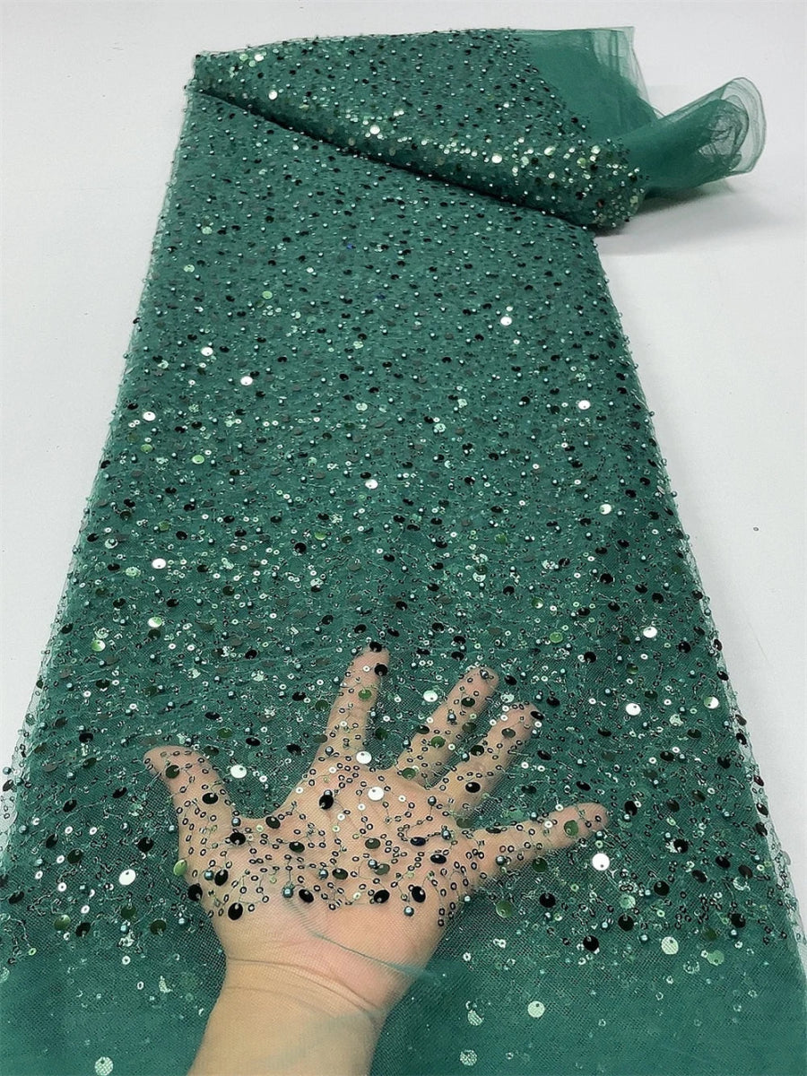 Elegant Lace Fabric – French Tulle Net with Sequins for Bridal and Special Occasion Gowns - Free Delivery Worldwide only at Flexi Africa