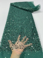 Elegant Lace Fabric – French Tulle Net with Sequins for Bridal and Special Gowns - Free Worldwide only at Flexi Africa