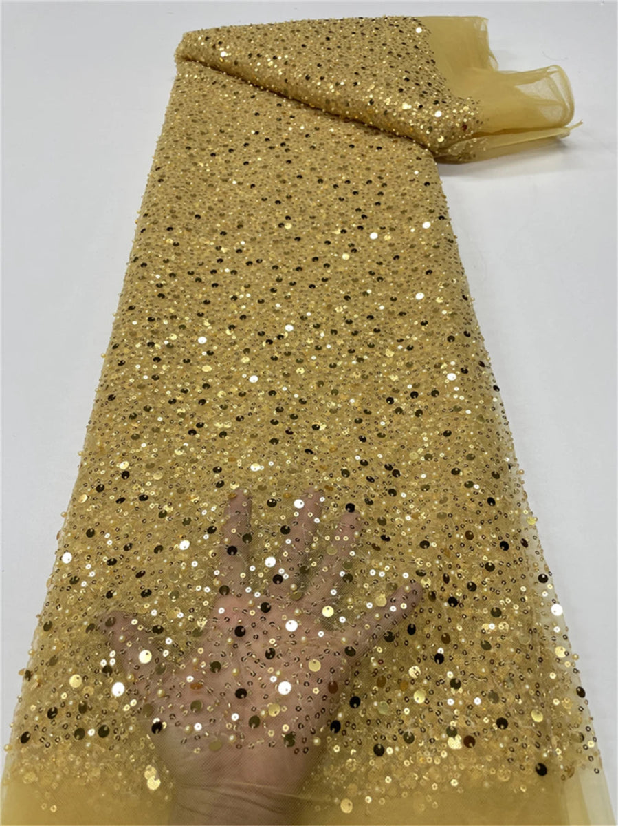 Elegant Lace Fabric – French Tulle Net with Sequins for Bridal and Special Gowns - Free Worldwide only at Flexi Africa