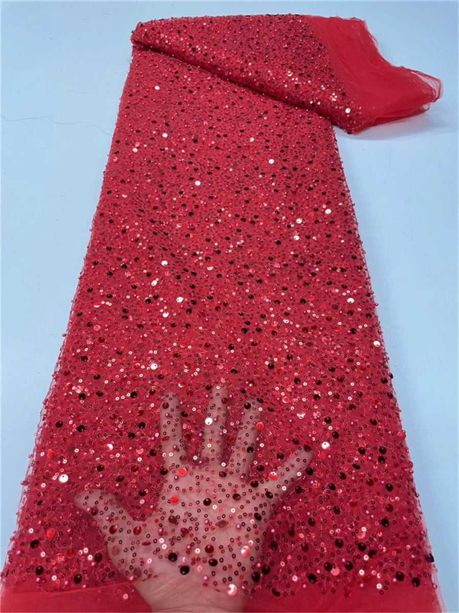 Elegant Lace Fabric – French Tulle Net with Sequins for Bridal and Special Occasion Gowns - Free Delivery Worldwide only at Flexi Africa