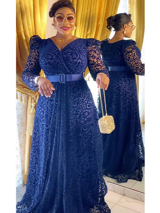 Elegant Maxi Dashiki Lace Wedding Gowns: Plus Size African Party Dresses for Women's Fashion - Flexi Africa - FREE POST