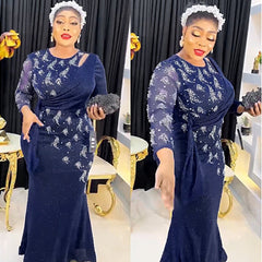 Elegant Plus Size African Evening Gowns Long Dresses for Weddings and Parties Clothing Details - Flexi Africa - Flexi Africa offers Free Delivery Worldwide - Vibrant African traditional clothing showcasing bold prints and intricate designs