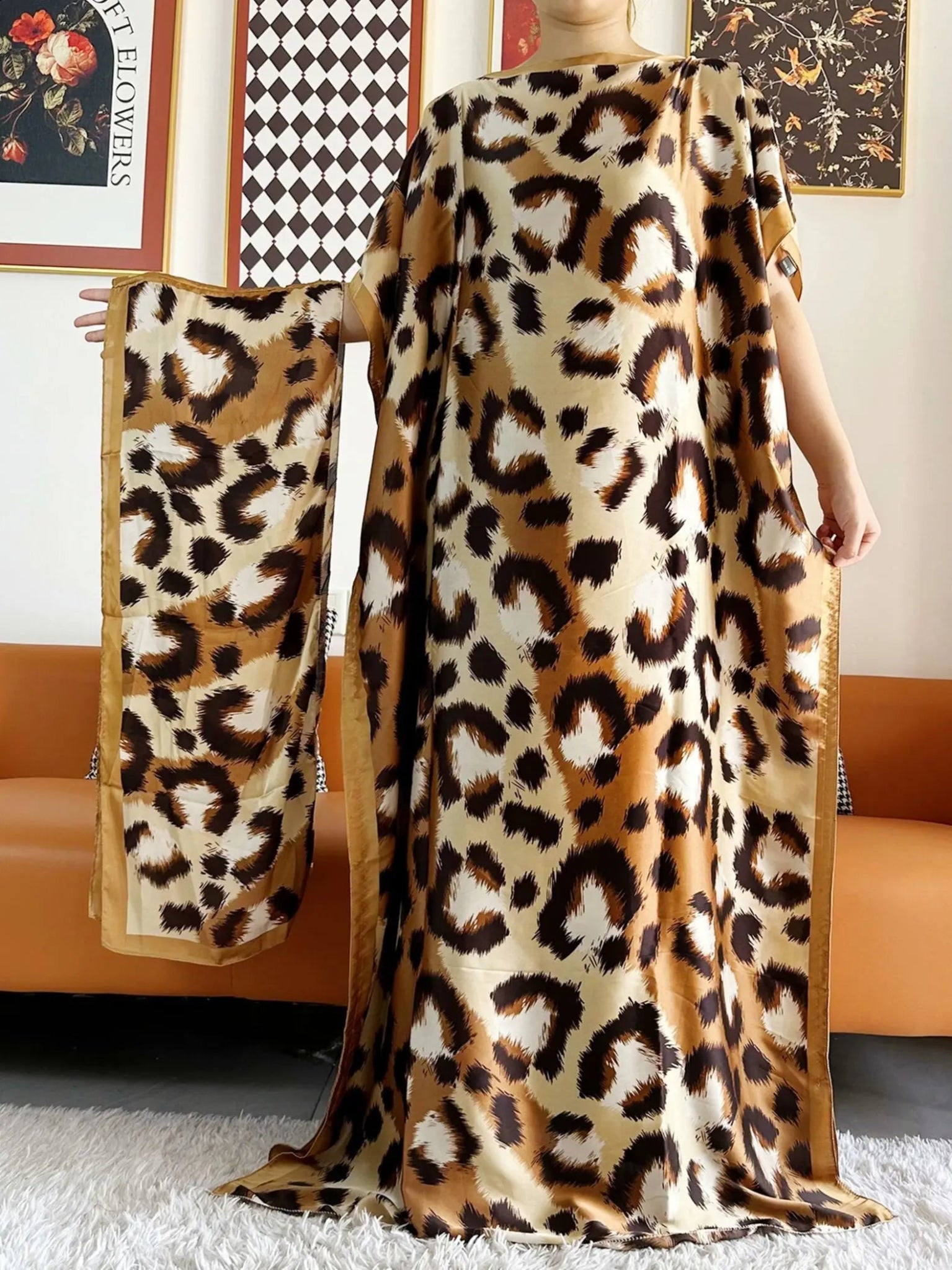 Elegant Printed Abayas: Soft, Loose-Fit Robes with Matching Scarves for Modern Muslim Women's Summer Fashion - Flexi Africa