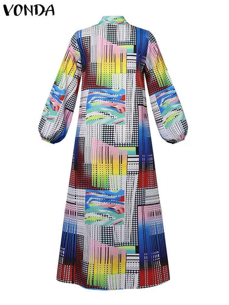 Elegant Vintage Printed Shirt Dress: Perfect for Evening Parties - Flexi Africa - Flexi Africa offers Free Delivery Worldwide - Vibrant African traditional clothing showcasing bold prints and intricate designs