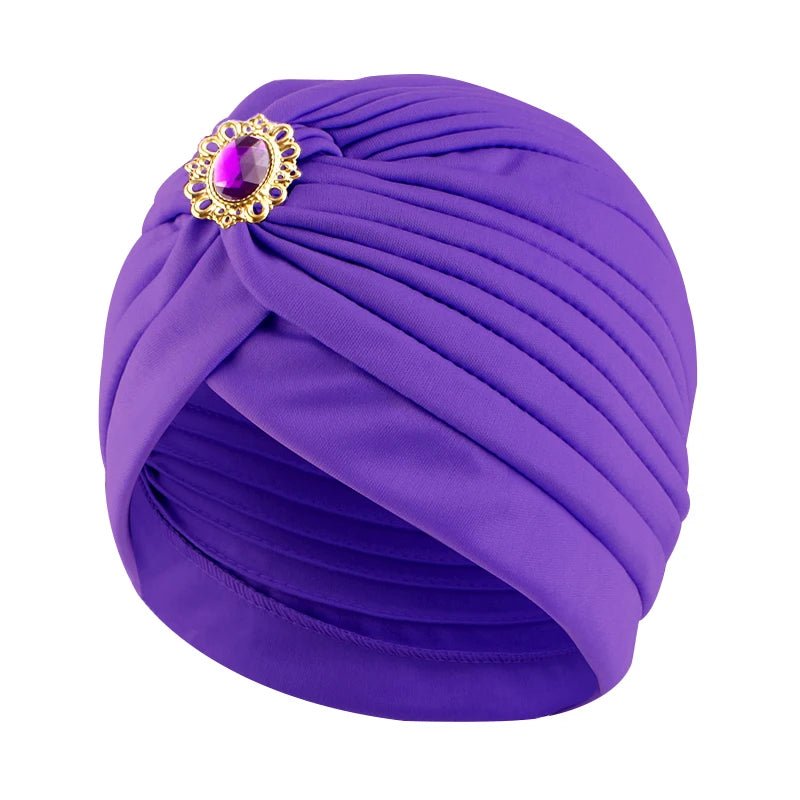 Elegant Women's Rhinestone Pleated Turban Hat - Free Delivery Worldwide only at Flexi Africa