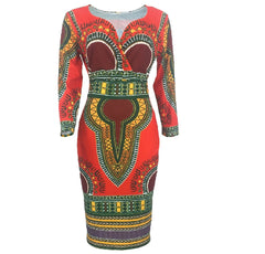 Ethnic Print V-neck Dress: Stylish Package Hip Skirt with A-line Silhouette - Women's Fashion - Flexi Africa