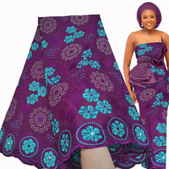 Exquisite Nigerian Party Stone Embroidery Gown: Fashion's 100% Cotton Voile Lace Fabric 2.5 Yards - Flexi Africa