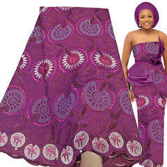 Exquisite Nigerian Party Stone Embroidery Gown: Fashion's 100% Cotton Voile Lace Fabric 2.5 Yards - Flexi Africa