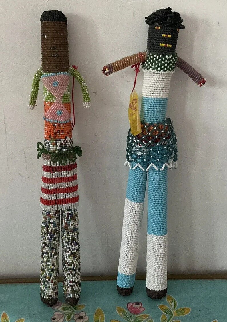 Fantastic Pair Of Hand Made South African Beaded Dolls With Tag - Flexi Africa - Free Delivery www.flexiafrica.com