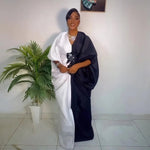 Fashion boubou africain femme Color blocking african dress Embroidery decoration africa clothing - Free Delivery Worldwide