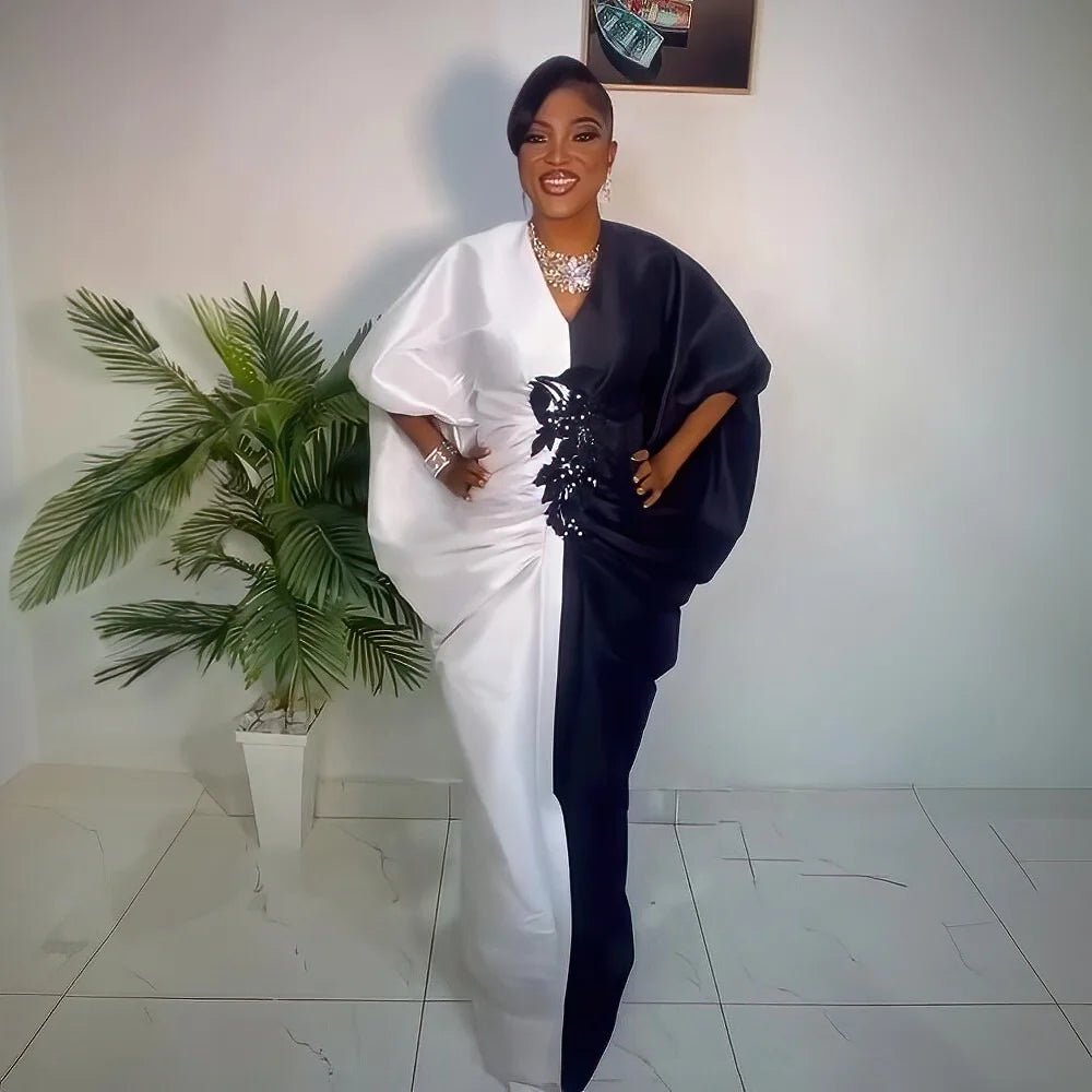 Fashion boubou africain femme Color blocking african dress Embroidery decoration africa clothing - Free Delivery Worldwide