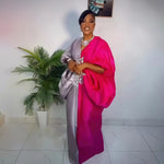 Fashion boubou africain femme Color blocking african dress Embroidery decoration africa clothing - Free Delivery Worldwide