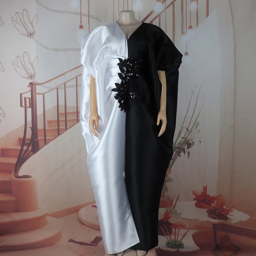 Fashion boubou africain femme Color blocking african dress Embroidery decoration africa clothing - Free Delivery Worldwide