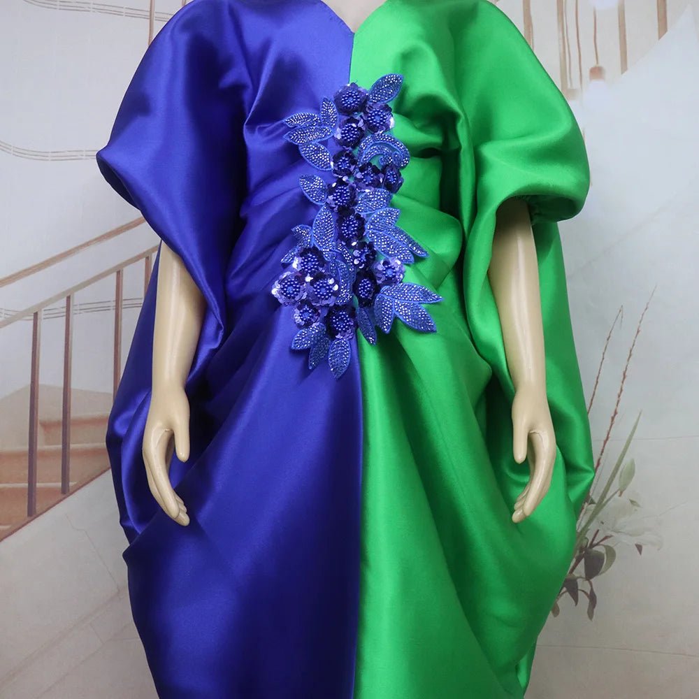 Fashion boubou africain femme Color blocking african dress Embroidery decoration africa clothing - Free Delivery Worldwide