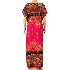 Floral Print African Dress for Women with Lace Detailing and Matching Scarf - 100% Cotton - Free Delivery Worldwide only at Flexi Africa