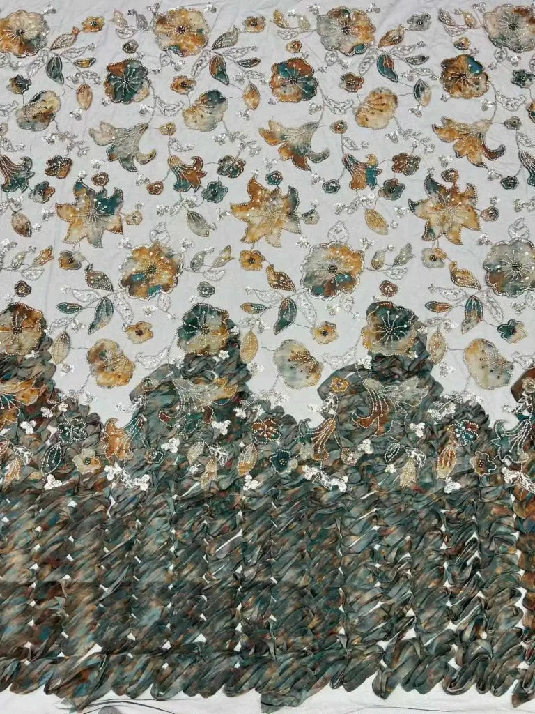 Flower Fabric Nigerian African Fabric for Couture Sewing – Wedding, Evening & Prom Dress - Free Delivery Worldwide only at Flexi Africa