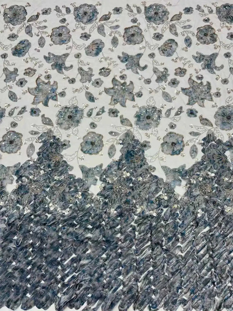 Flower Fabric Nigerian African Fabric for Couture Sewing – Wedding, Evening & Prom Dress - Free Delivery Worldwide only at Flexi Africa