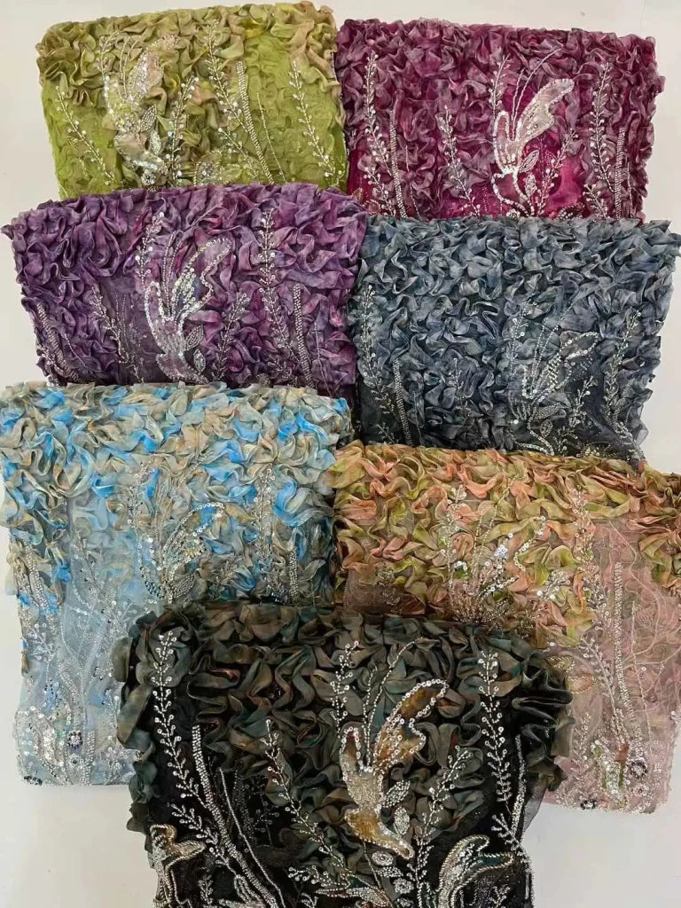 Flower Fabric Nigerian African Fabric for Couture Sewing – Wedding, Evening & Prom Dress - Free Delivery Worldwide only at Flexi Africa