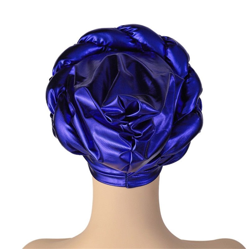 Forehead Braids Turban Cap Shimmering African Headtie, Head Wraps, Muslim Headscarf, and Bonnet Ready Hijab Hat - Flexi Africa - Flexi Africa offers Free Delivery Worldwide - Vibrant African traditional clothing showcasing bold prints and intricate designs