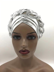 Forehead Braids Turban Cap Shimmering African Headtie, Head Wraps, Muslim Headscarf, Bonnet Ready Hijab Hat - Flexi Africa