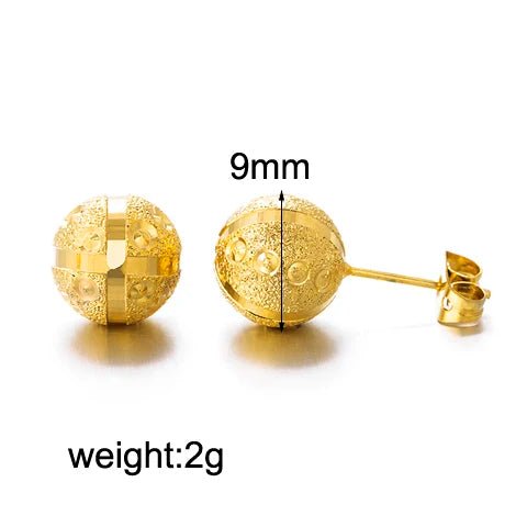 Gold Ball Stud Earrings – Elegant Round Bead Earrings for Women & Girls, Ethiopian African Jewelry Style - Free Delivery Worldwide only at Flexi Africa