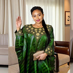 Green Luxury African Abaya – Embroidered Plus Size Dress for Elegant Occasions - Free Delivery Worldwide only at Flexi Africa