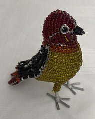 Handmade Beaded Bird Figurine On Wire African Folk Art Finch Statue Gift Idea - Flexi Africa www.flexiafrica.com - FREE POST