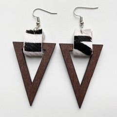 Handmade Zinc Alloy Geometric Wood Earrings - Trendy African Jewelry for Women - Flexi Africa offers Free Delivery Worldwide