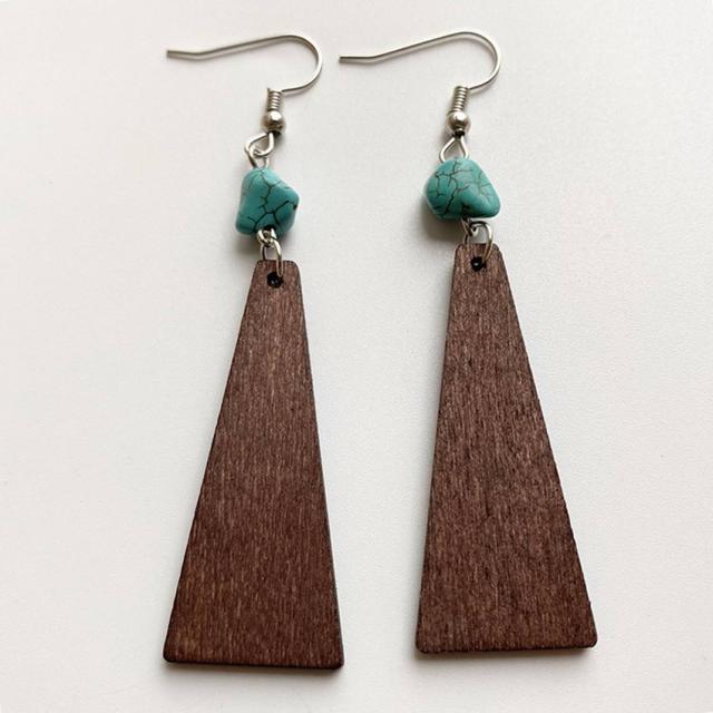 Handmade Zinc Alloy Geometric Wood Earrings - Trendy African Jewelry for Women - Flexi Africa - Flexi Africa offers Free Delivery Worldwide - Vibrant African traditional clothing showcasing bold prints and intricate designs