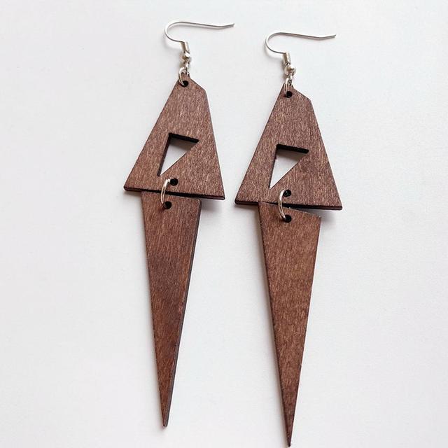 Handmade Zinc Alloy Geometric Wood Earrings - Trendy African Jewelry for Women - Flexi Africa - Flexi Africa offers Free Delivery Worldwide - Vibrant African traditional clothing showcasing bold prints and intricate designs