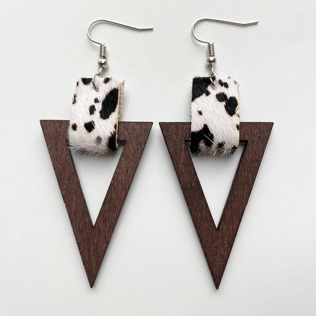 Handmade Zinc Alloy Geometric Wood Earrings - Trendy African Jewelry for Women - Flexi Africa offers Free Delivery Worldwide