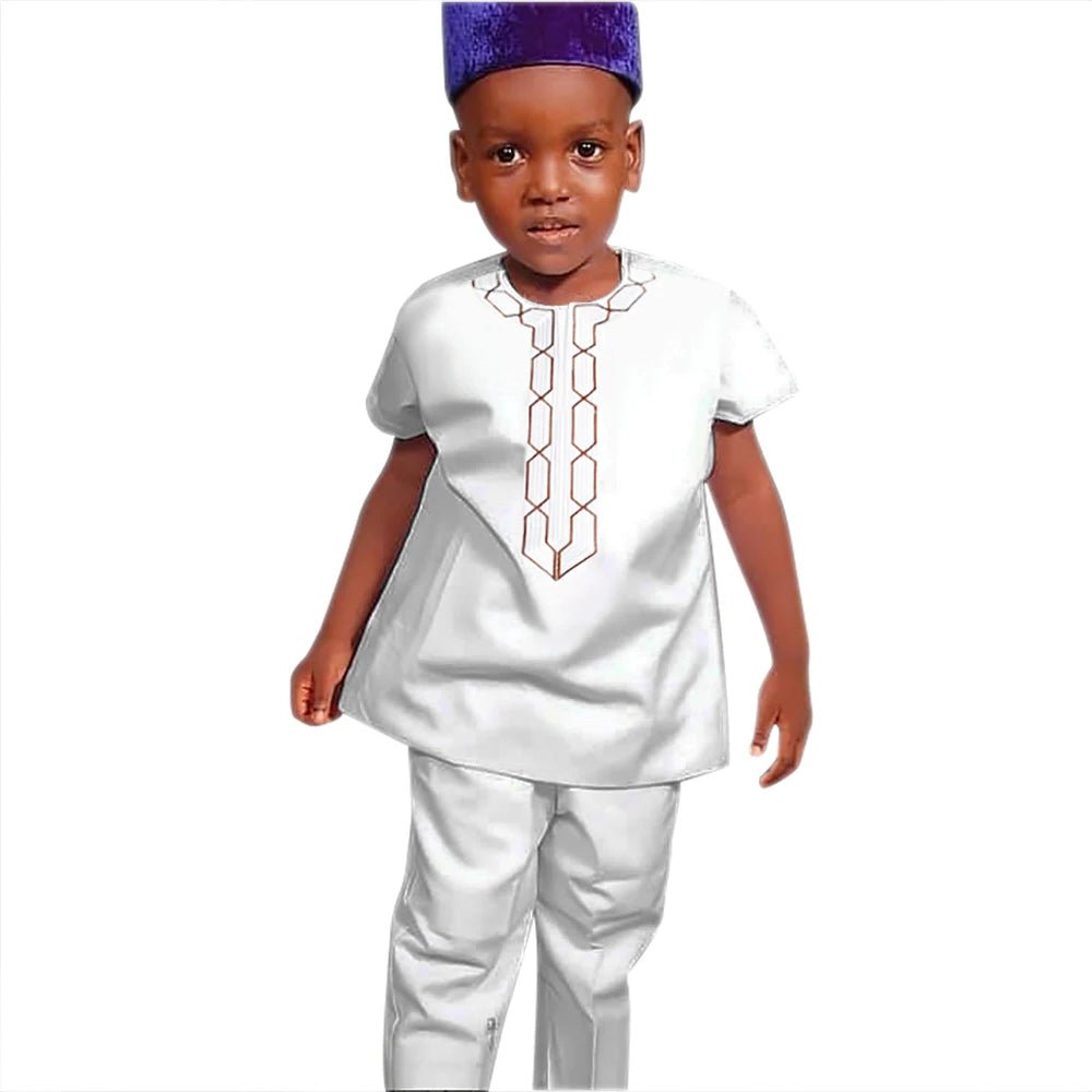 Buy Shirt Pants 2PC Set For Kids Boys African Children Short Sleeve Top Trouser Suit Robe for only $22.12 at Flexi Africa!