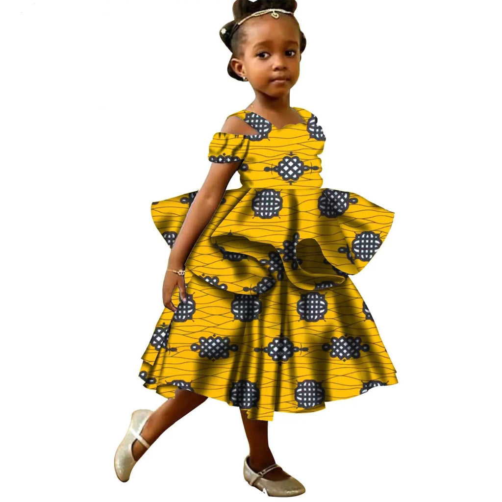 Kids African Print Princess Dress – Sleeveless Ankara Casual Mini Dress for Girls - Free Delivery Worldwide only at Flexi Africa
