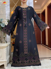 Latest Women Elegant Autumn Dresses Dubai Party Outfits Long Sleeve Dashiki Muslim Women High - grade Comfort Fabric African Abaya - Free Delivery Worldwide only at Flexi Africa