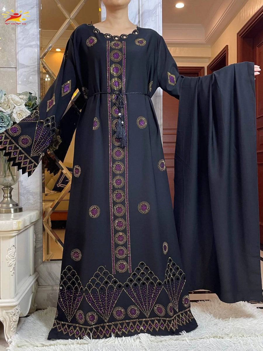 Latest Women Elegant Autumn Dresses Dubai Party Outfits Long Sleeve Dashiki Muslim Women High - grade Comfort Fabric African Abaya - Free Delivery Worldwide only at Flexi Africa