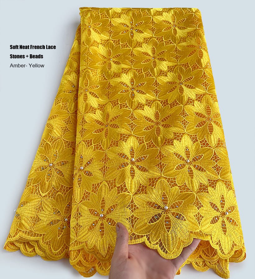 Luxurious Plain Gold French Lace Fabric - Exquisite Embroidery for Men and Women - Flexi Africa - Flexi Africa offers Free Delivery Worldwide - Vibrant African traditional clothing showcasing bold prints and intricate designs