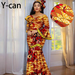 Luxury African Ankara Print Dress – Elegant Slim Fit Gown for Women’s Birthday, Wedding, and Party Events