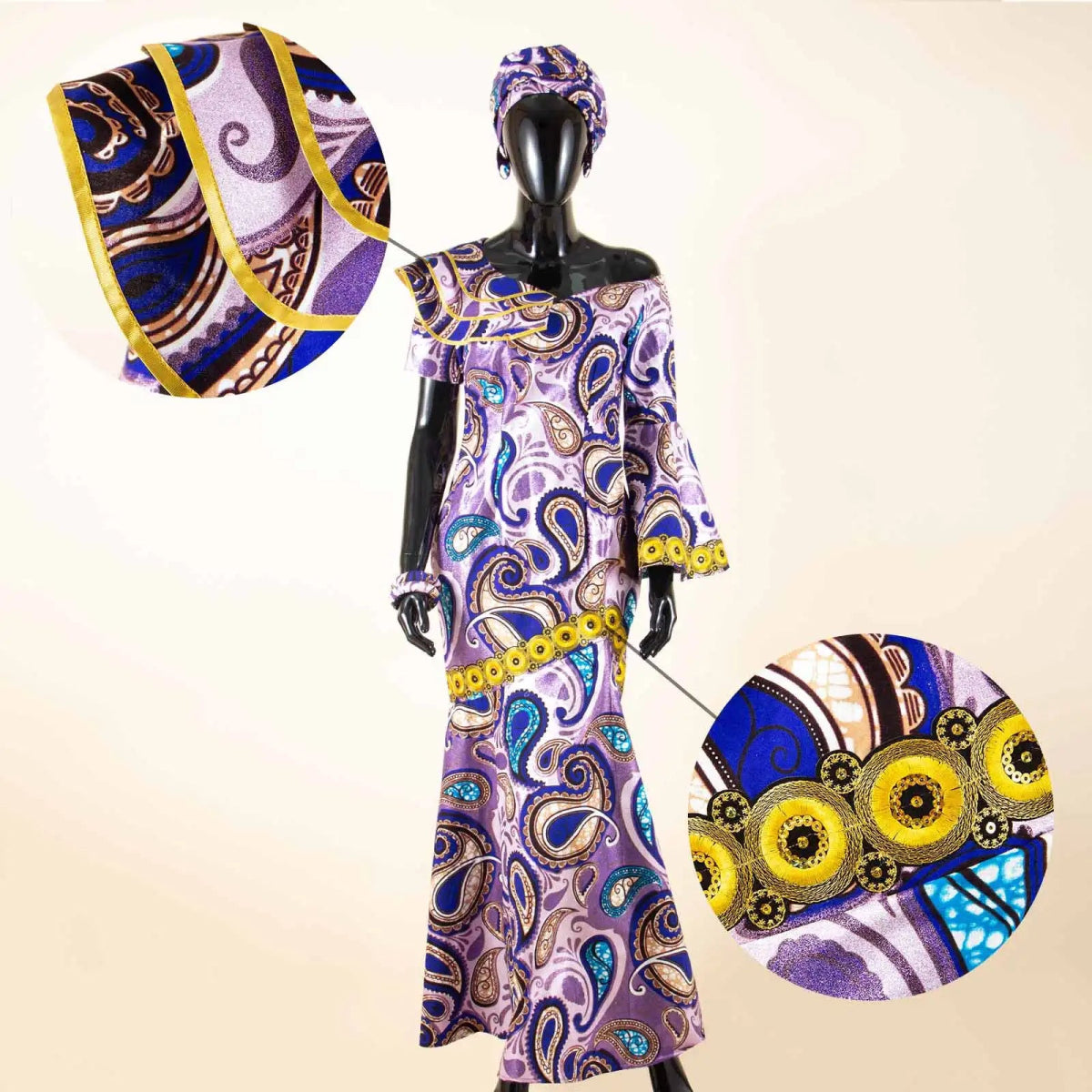 Luxury African Ankara Print Dress – Elegant Slim Fit Gown for Women’s Birthday, Wedding, and Party Events