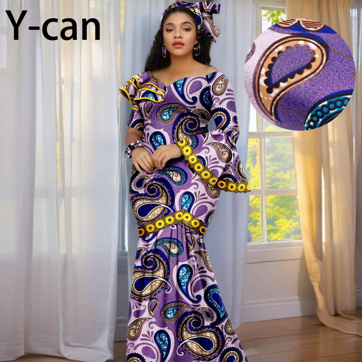 Luxury African Ankara Print Dress – Elegant Slim Fit Gown for Women’s Birthday, Wedding, and Party Events