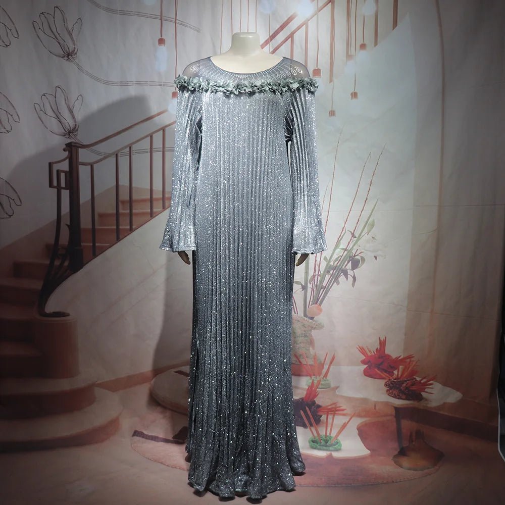 Luxury African Boubou Dress for Women – Classical Elegance Rhodochrosite Design with Folded Pleats - Free Delivery Worldwide only at Flexi Africa