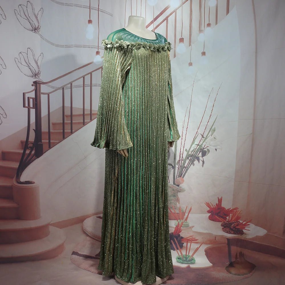 Luxury African Boubou Dress for Women – Classical Elegance Rhodochrosite Design with Folded Pleats - Free Delivery Worldwide only at Flexi Africa