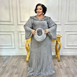 Luxury African Boubou Dress for Women – Classical Elegance Rhodochrosite Design with Folded Pleats - Free Delivery Worldwide only at Flexi Africa