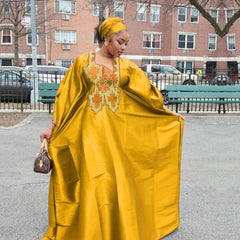 Luxury African Boubou Dress for Women – Rich Embroidery & Elegant Design - Free Delivery Worldwide only at Flexi Africa
