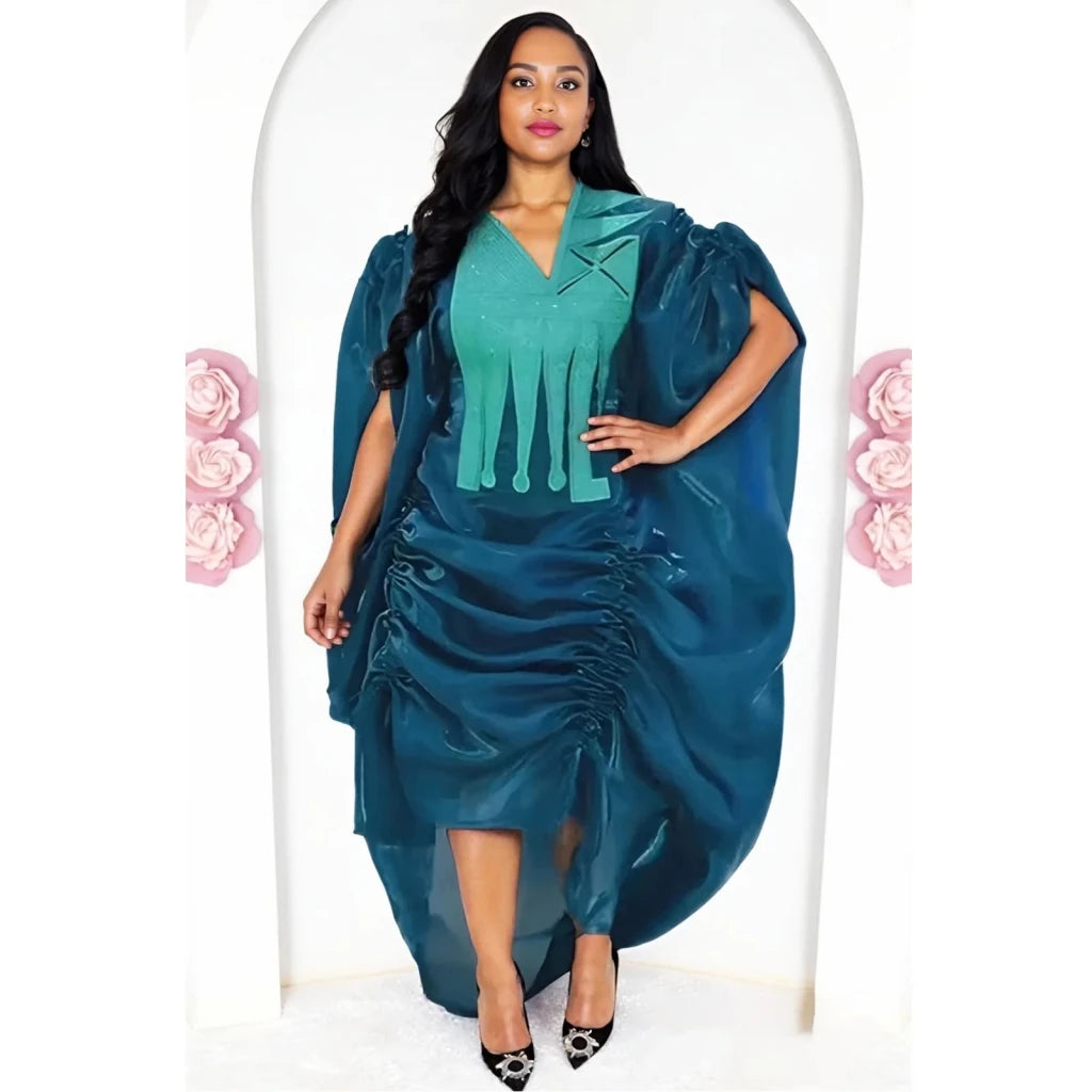 Luxury African Boubou Dress for Women – Rich Embroidery Long Traditional Dress - Free Delivery Worldwide only at Flexi Africa