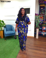 Buy Luxury African Long Gown – Sequin Embellished Caftan Dress with Floral Print and Slit for only $61.49 at Flexi Africa!