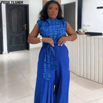 Luxury African Outfit for Women – Ankara Pleated Pants and Top Set, Plus Size Vacation Wear - Free Delivery Worldwide