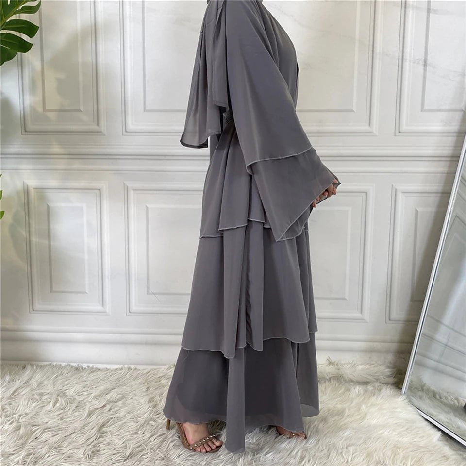 Luxury Chiffon Open Abaya Layered Kaftan for Women – Elegant Robe and Fashionable Caftan Dress - Free Delivery Worldwide only at Flexi Africa