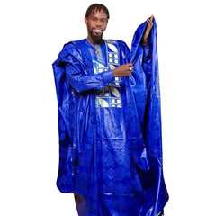 Men’s African Bazin Riche Embroidered Long Sleeve Top - Free Delivery Worldwide only at Flexi Africa