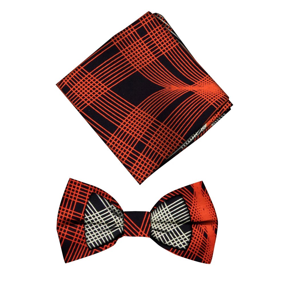 Men’s African Print Cotton Bow Tie and Kerchief – Bohemian Style Gift Set - Free Delivery Worldwide only at Flexi Africa